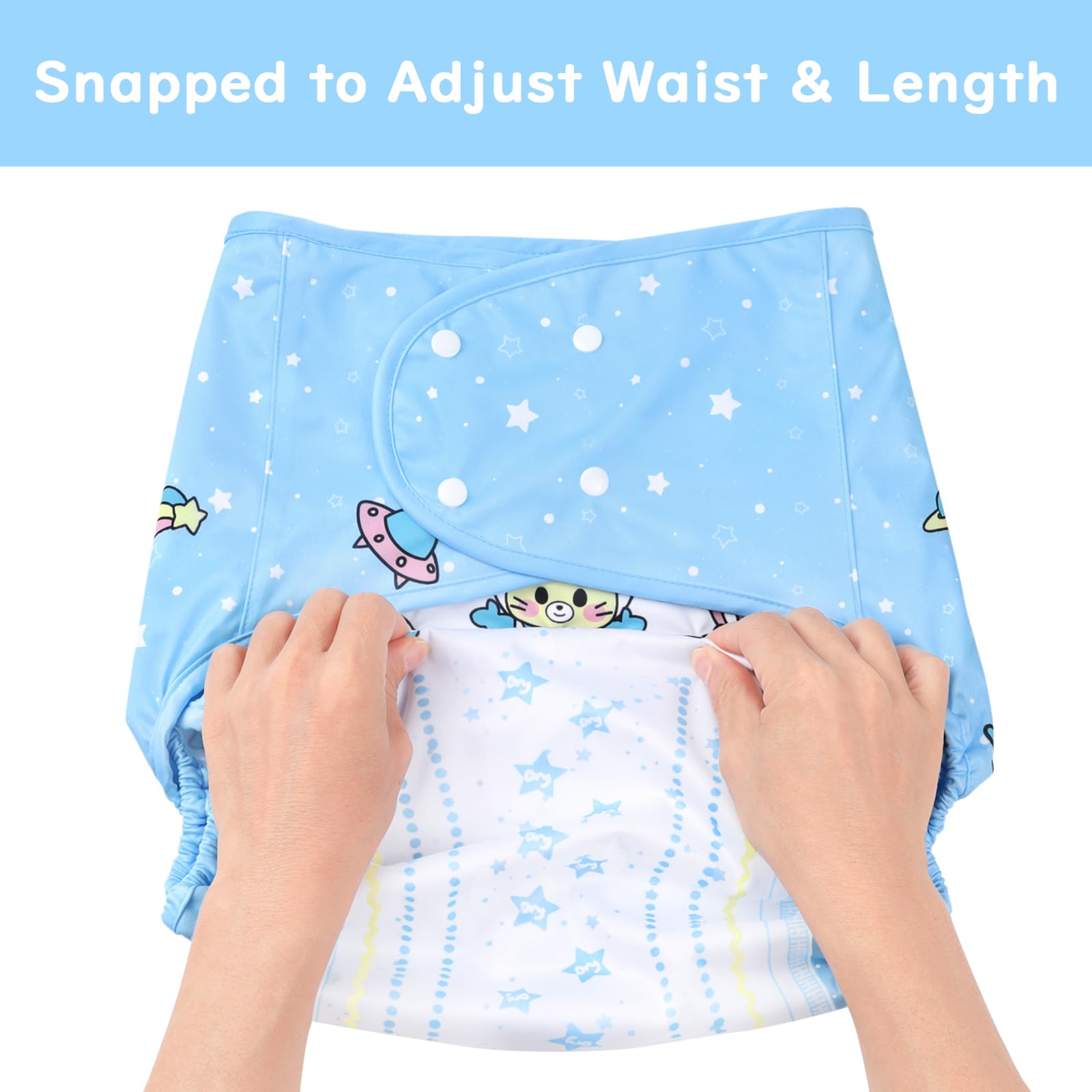 Littleforbig Washable Adjustable Reusable Waterproof Cloth Adult Diaper Wrap Cover One Size - Astro Babies - Image 6