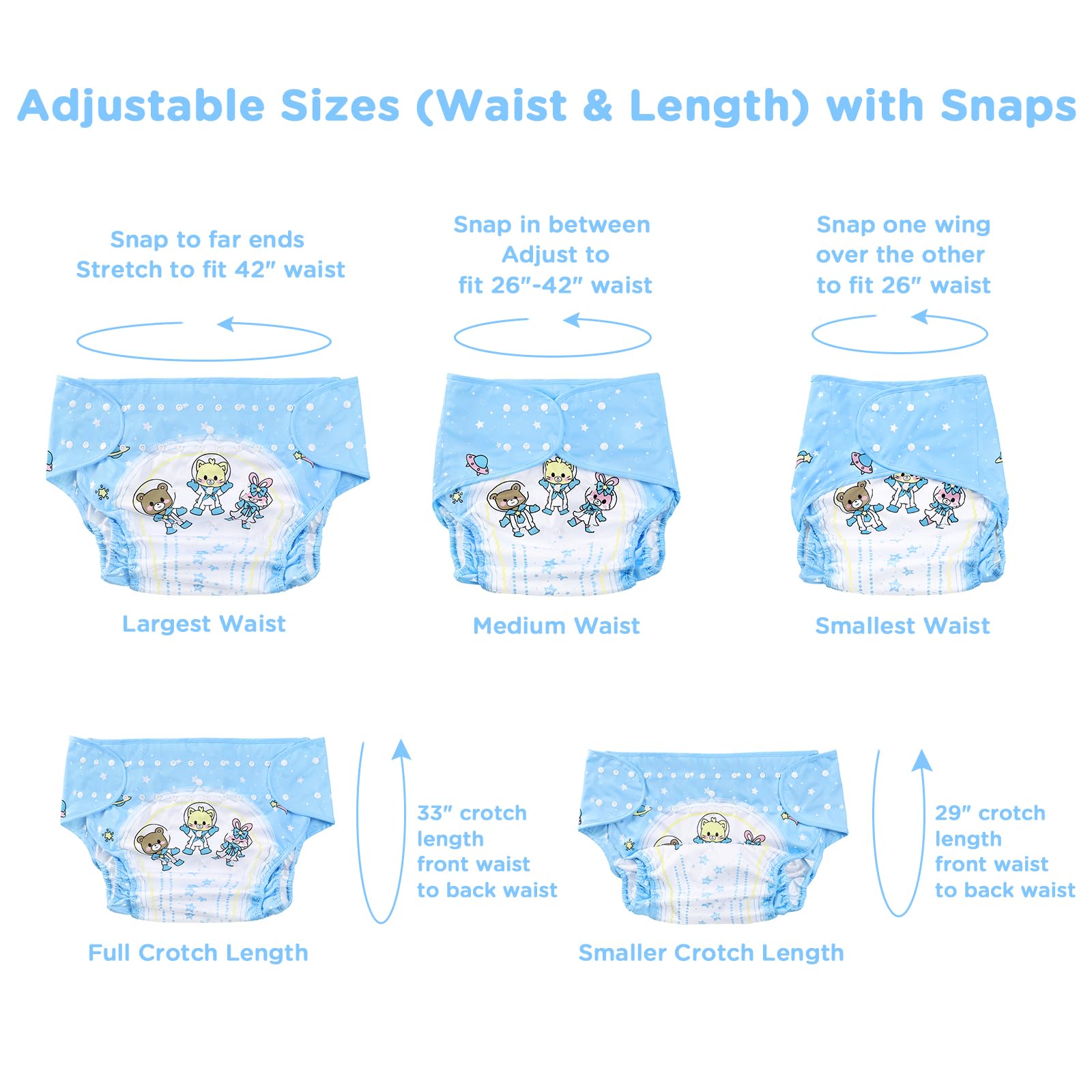 Littleforbig Washable Adjustable Reusable Waterproof Cloth Adult Diaper Wrap Cover One Size - Astro Babies - Image 7