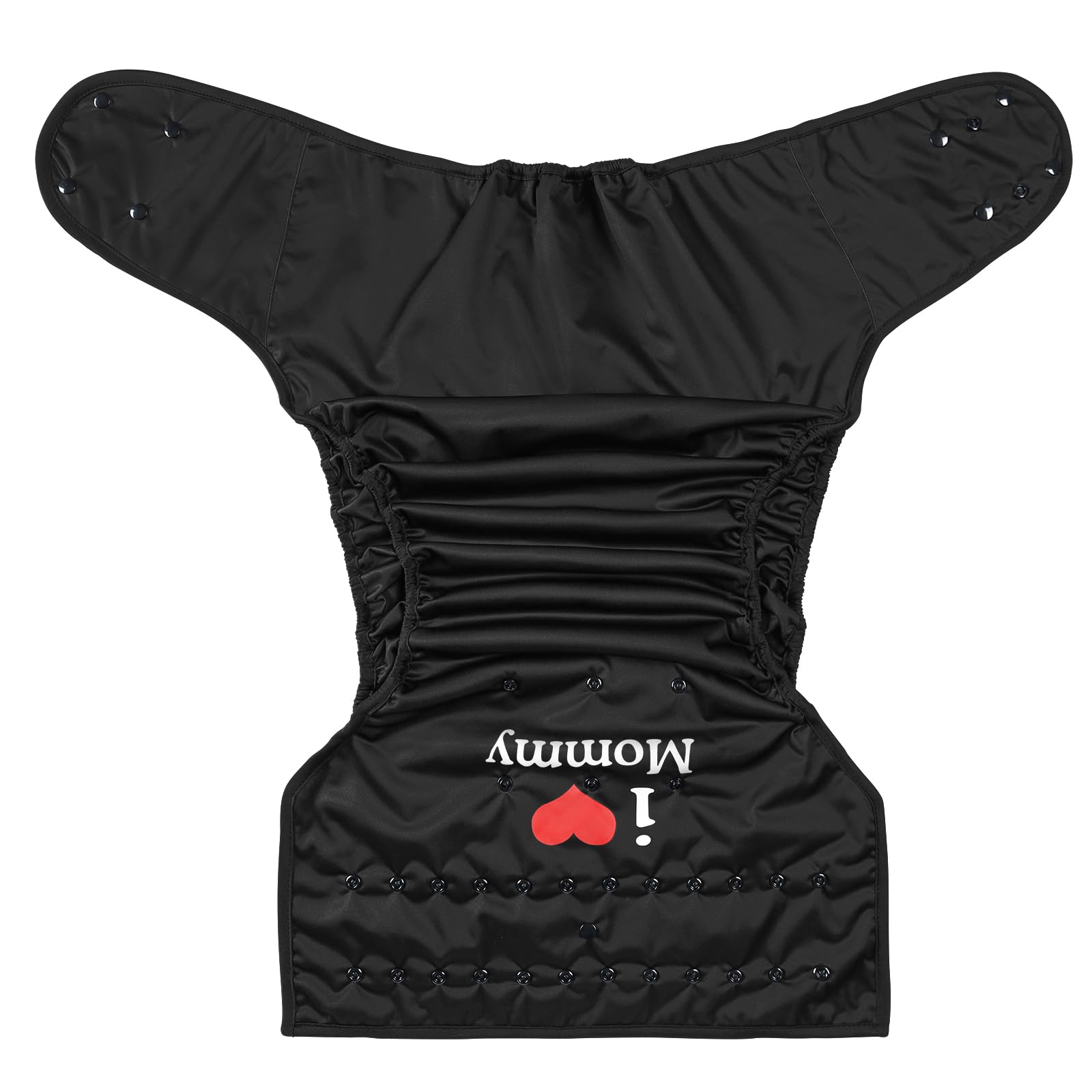 Littleforbig Washable Adjustable Reusable Waterproof Cloth Adult Diaper Wrap Cover One Size - I Love Mommy Black - Image 8