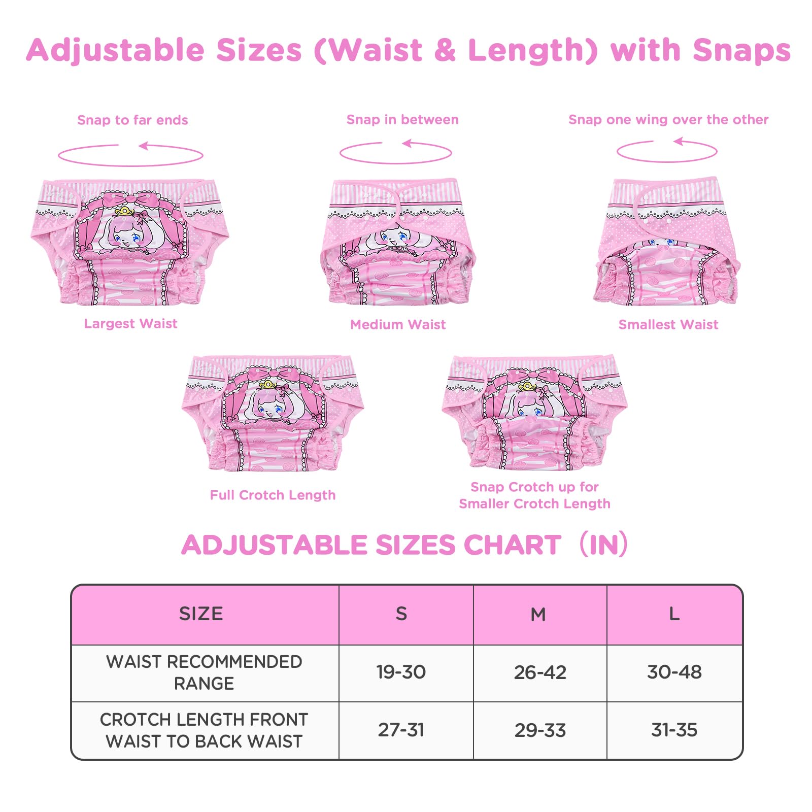 Littleforbig Washable Adjustable Reusable Waterproof Cloth Adult Diaper Wrap Cover - Little Beauty - Image 5