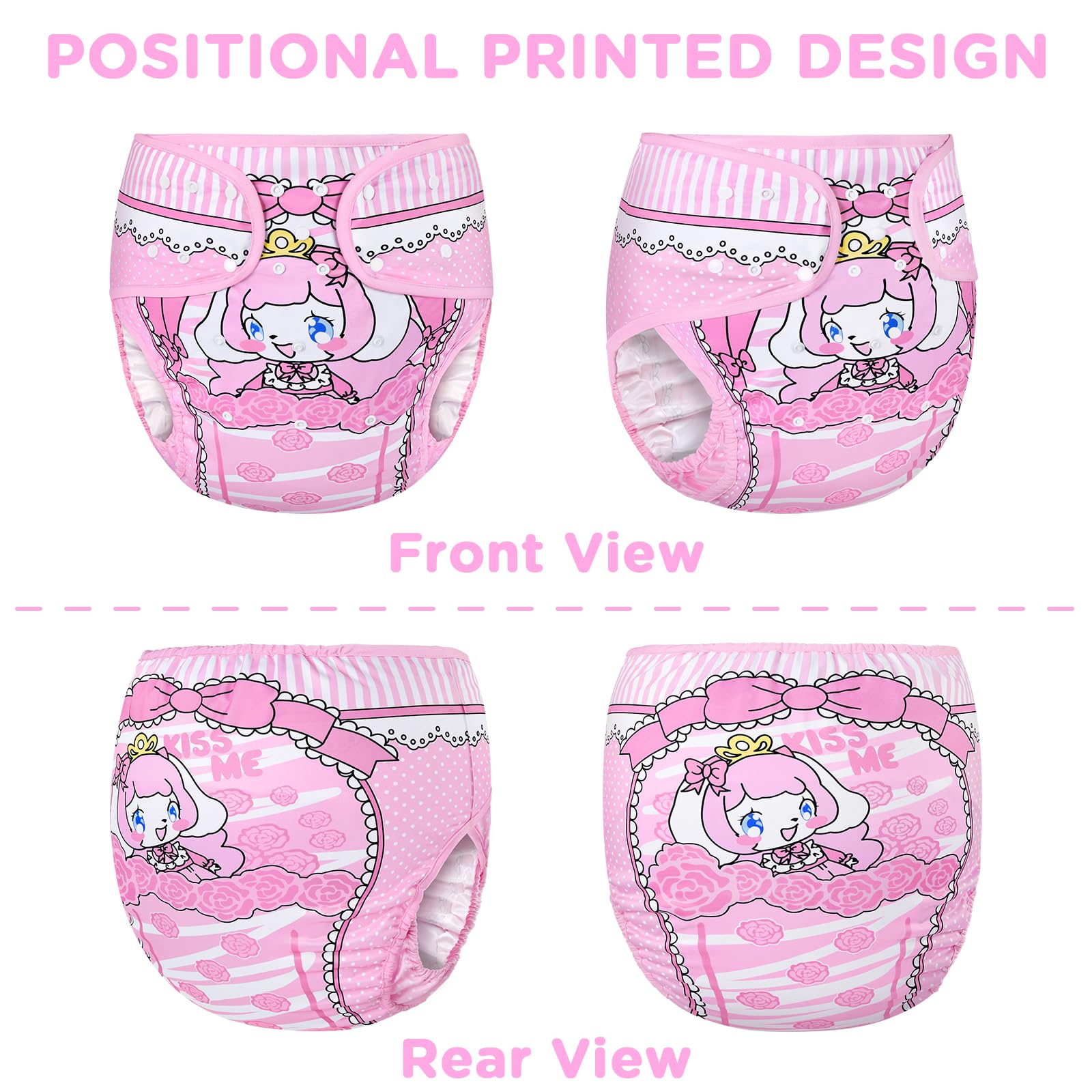 Littleforbig Washable Adjustable Reusable Waterproof Cloth Adult Diaper Wrap Cover - Little Beauty - Image 6