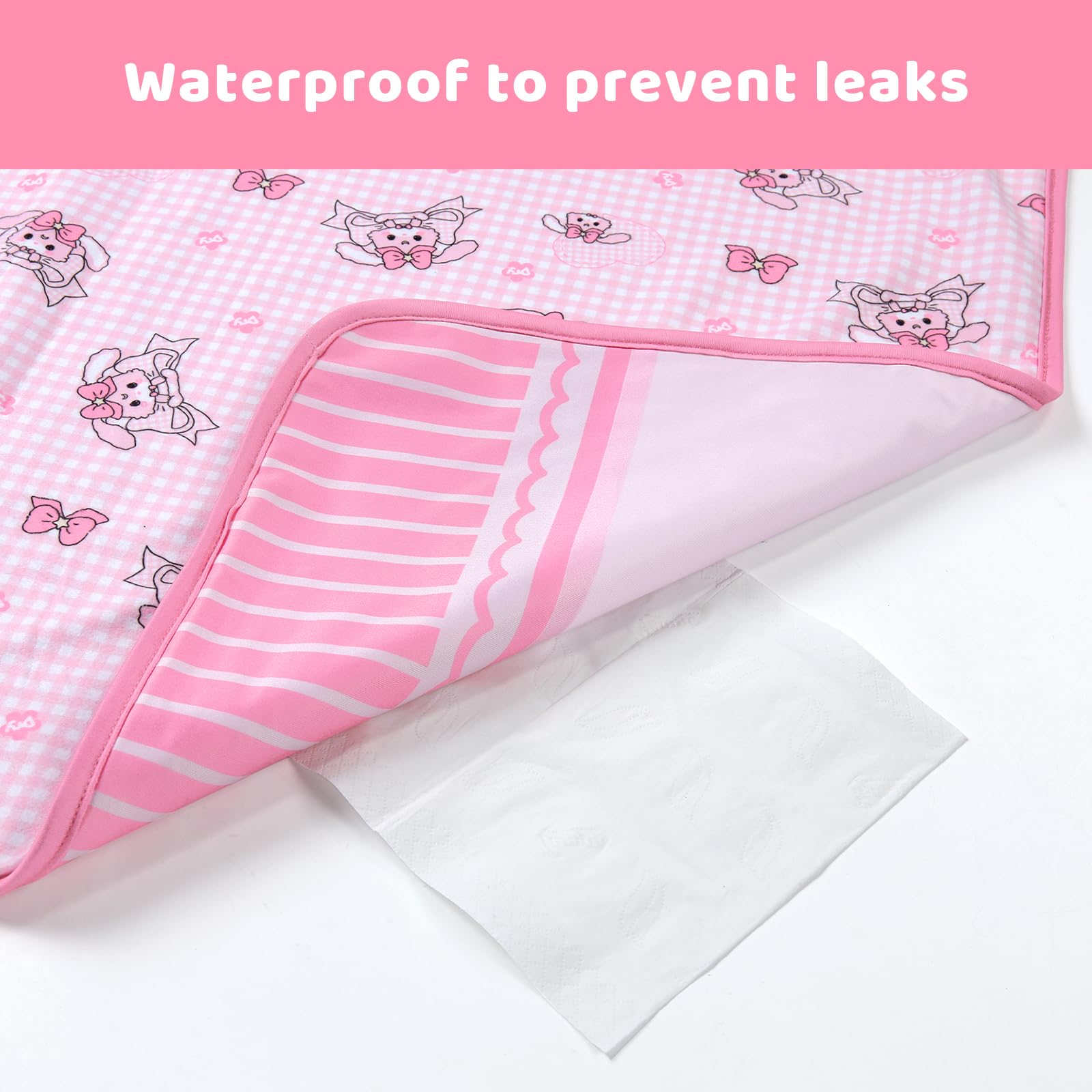 LittleForBig Washable Reusable Waterproof Moisture-Absorbing Adult Diaper Printed Change Pads Bed Pads Pee Pads - Baby Usagi Changing Mat (41"×28.5") - Image 4