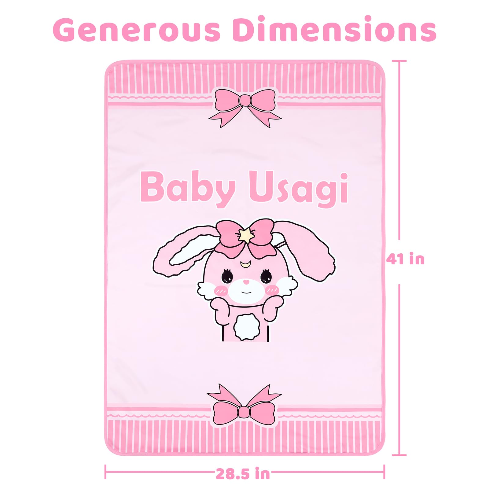 LittleForBig Washable Reusable Waterproof Moisture-Absorbing Adult Diaper Printed Change Pads Bed Pads Pee Pads - Baby Usagi Changing Mat (41"×28.5") - Image 6