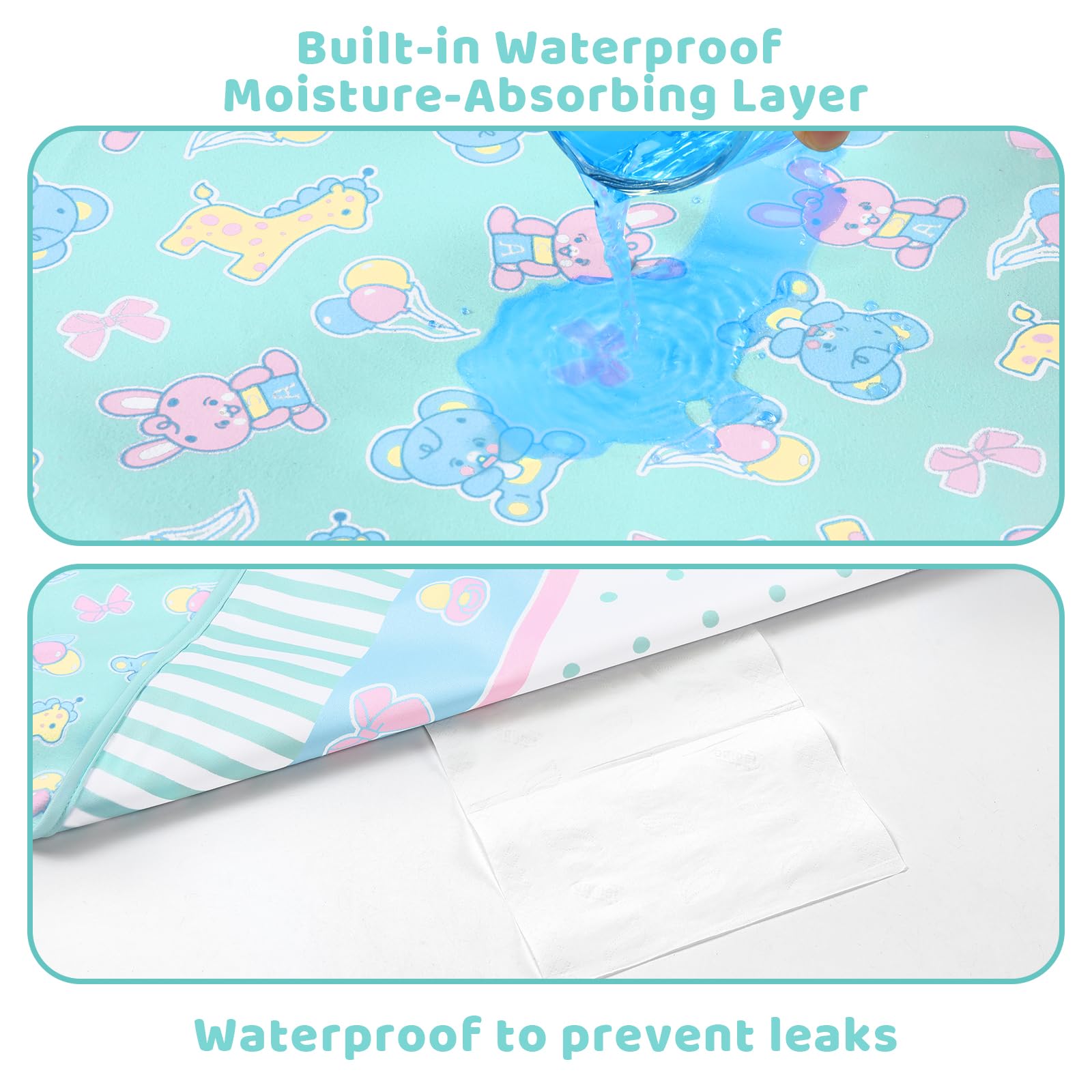 LittleForBig Washable Reusable Waterproof Moisture-Absorbing Adult Diaper Printed Change Pads Bed Pads Pee Pads - Baby Parade Changing Mat (41"×28.5") - Image 4