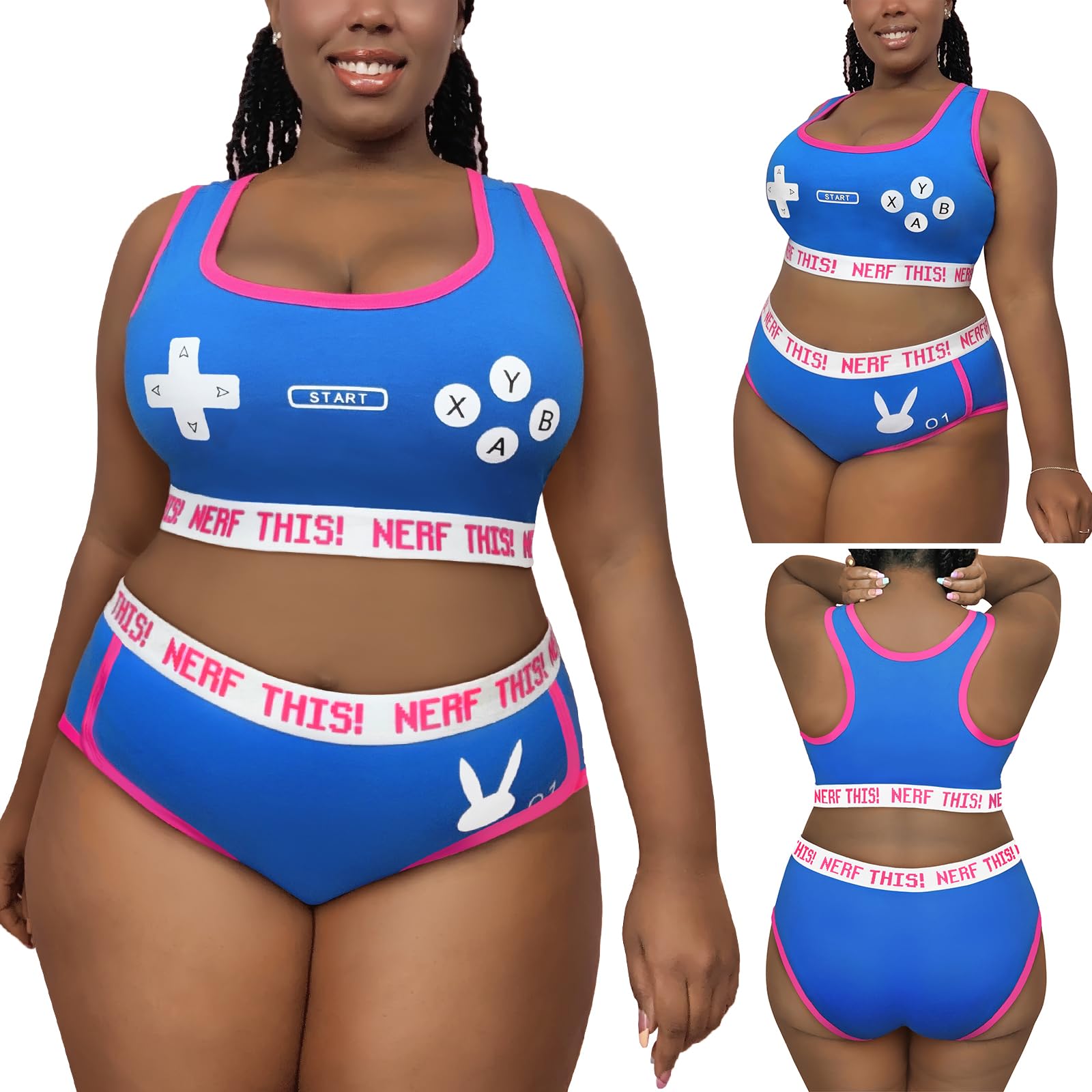 Littleforbig Women Cotton Camisole and Panties Sports Loungewear Bralette Set - Bunnywatch - Image 3