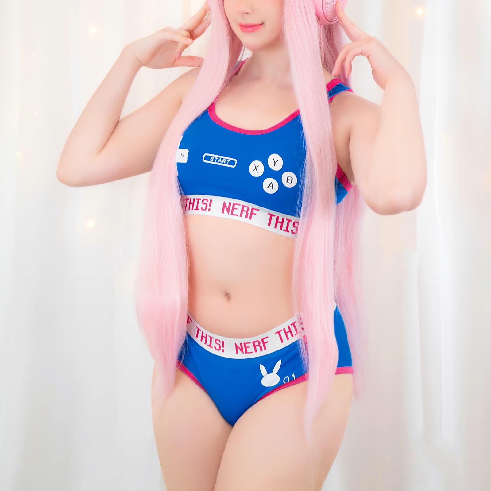 Littleforbig Women Cotton Camisole and Panties Sports Loungewear Bralette Set - Bunnywatch - Image 4