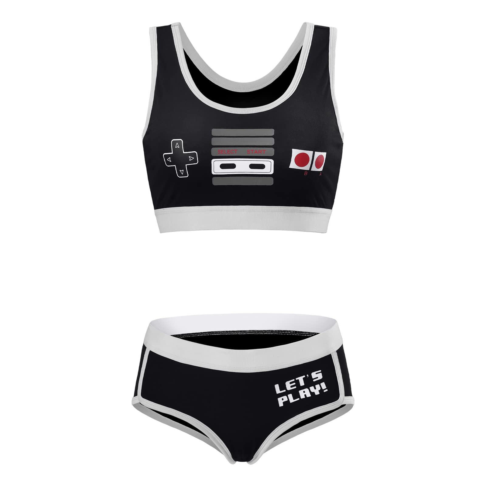 Littleforbig Women Cotton Camisole and Panties Sports loungewear Bralette Set - Let's Play Gamer Girl - Image 5