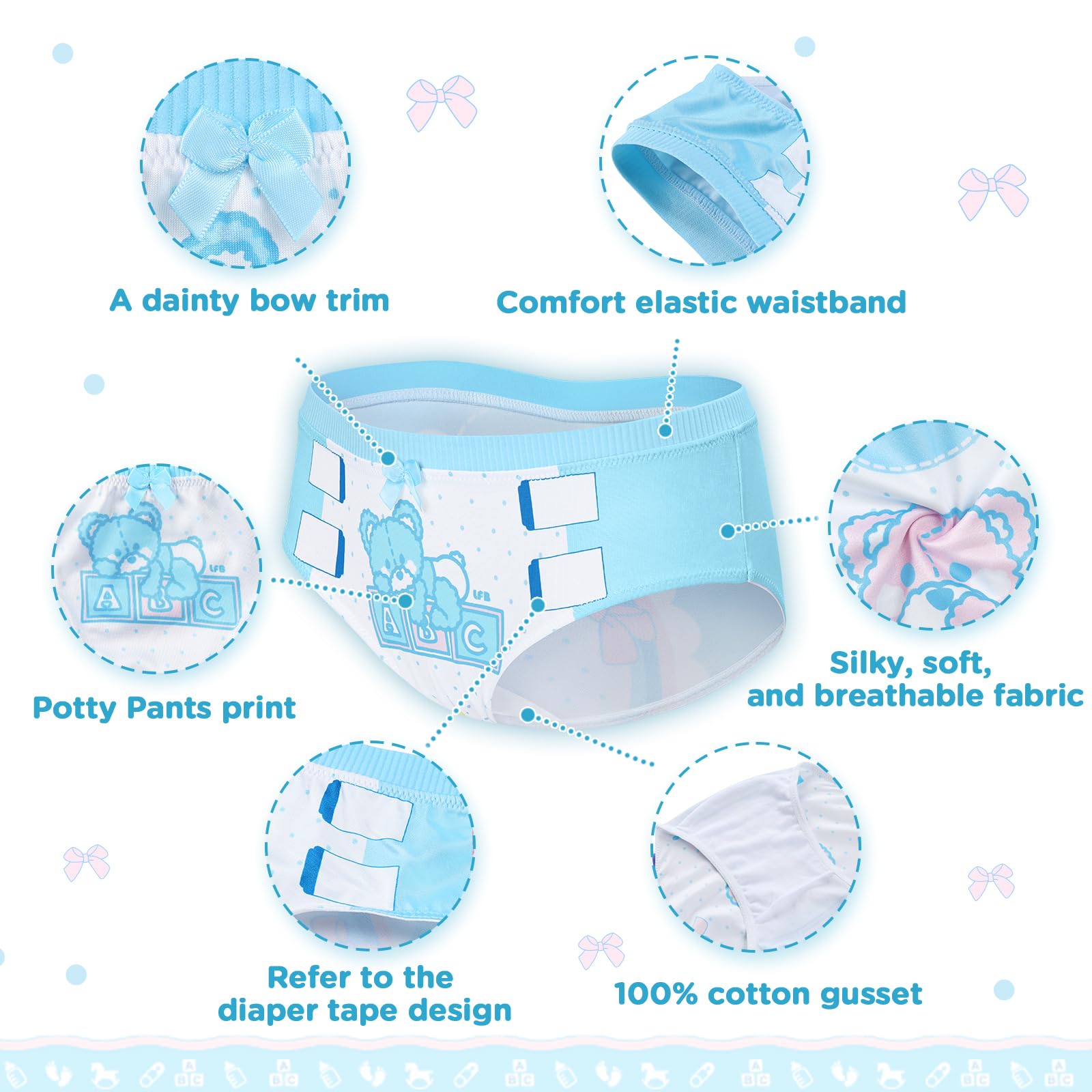 Littleforbig Women's Ladies Silky Soft Cotton Underwear Comfortable Hipster Briefs Babydoll Potty Pants 'Oopsie' Potty Pants - Image 4