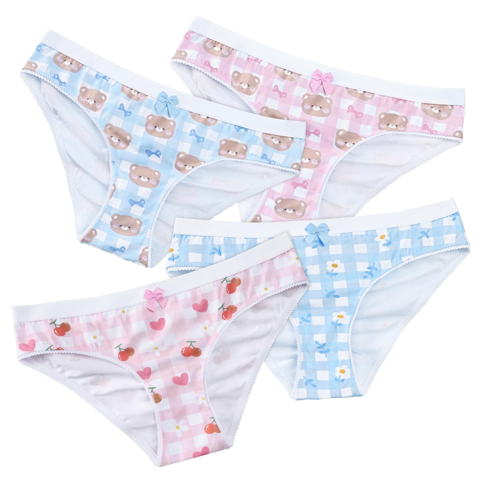 Littleforbig Women's Ladies Soft Cotton Underwear Comfortable Hipster Briefs Babydoll Baby Bear 4 Pack Panties Set - Image 4