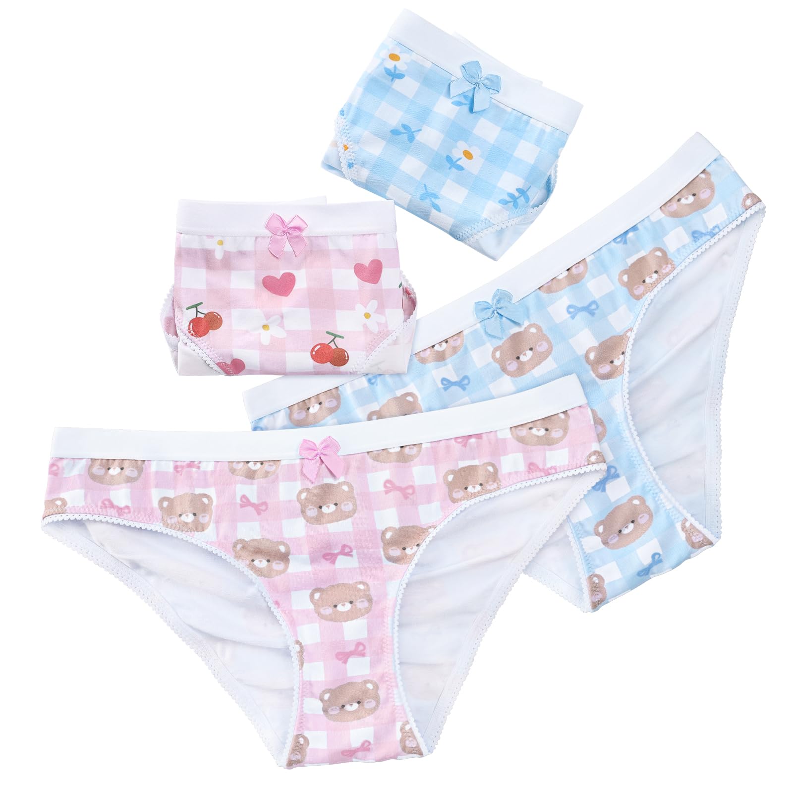 Littleforbig Women's Ladies Soft Cotton Underwear Comfortable Hipster Briefs Babydoll Baby Bear 4 Pack Panties Set - Image 5