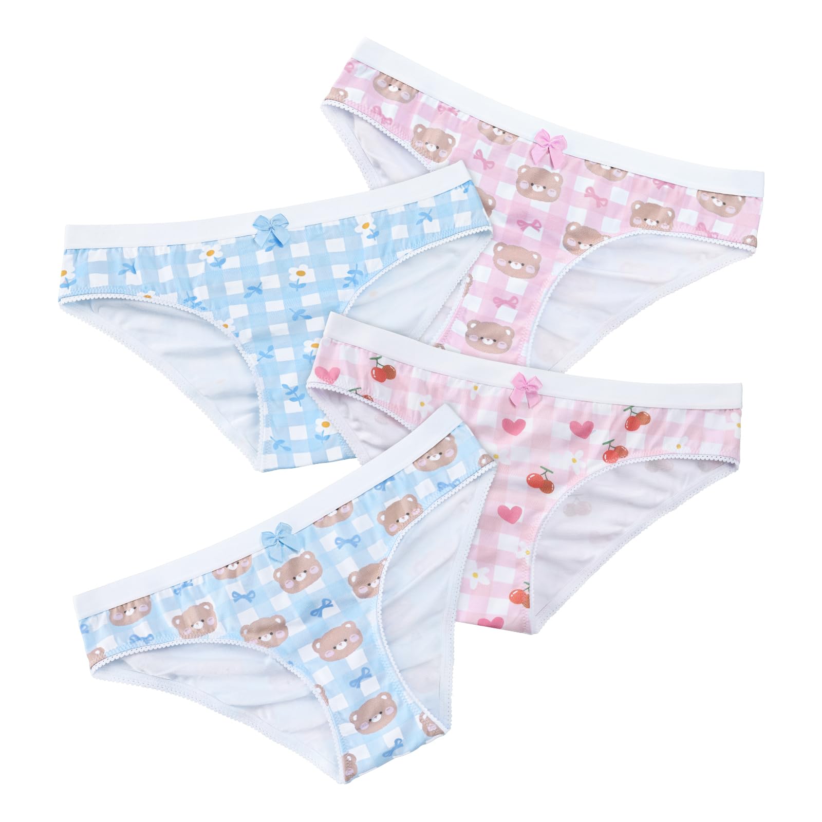 Littleforbig Women's Ladies Soft Cotton Underwear Comfortable Hipster Briefs Babydoll Baby Bear 4 Pack Panties Set - Image 6