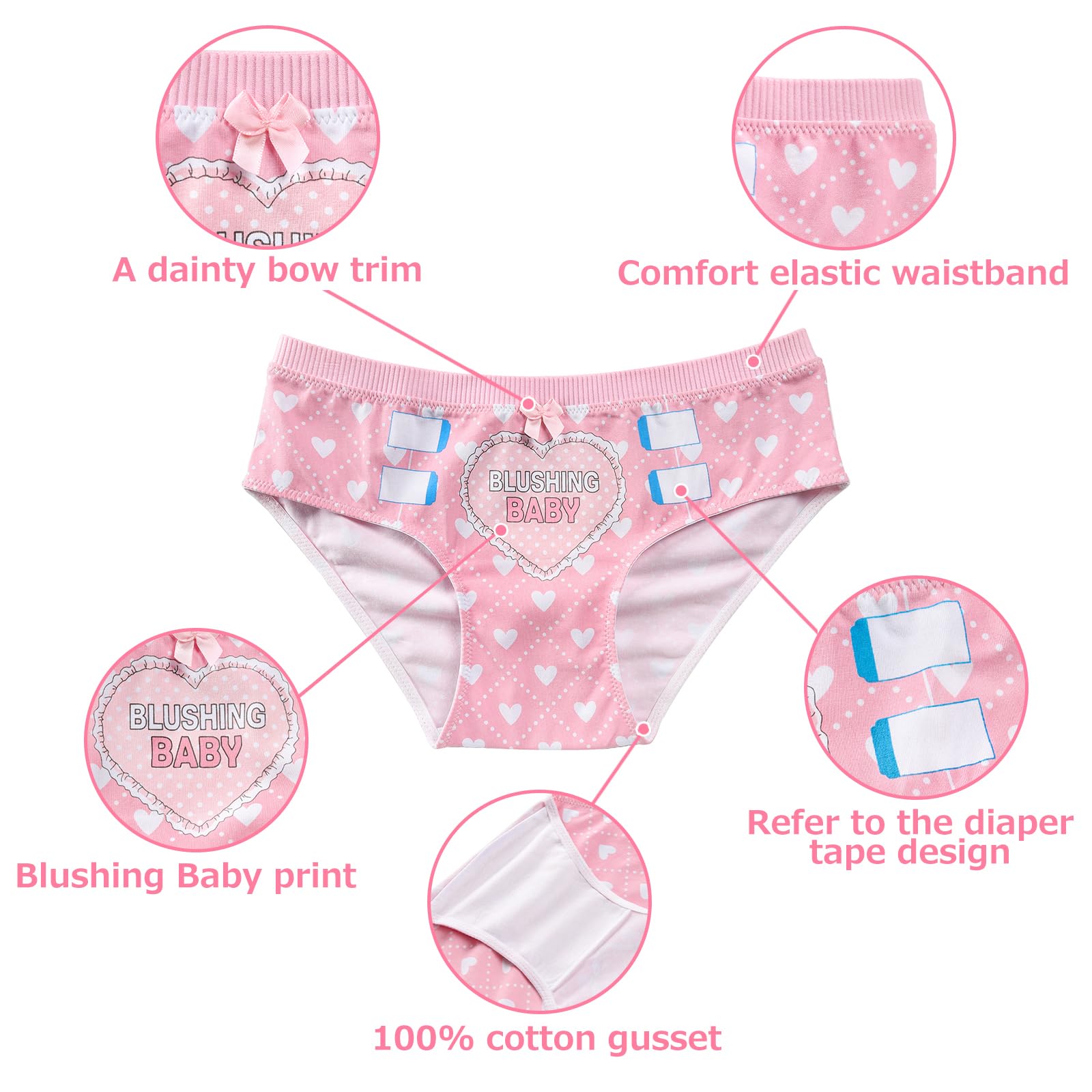 Littleforbig Women's Ladies Soft Cotton Underwear Comfortable Hipster Briefs Babydoll Blushing Baby 'Oopsie’ Potty Pants - Image 4