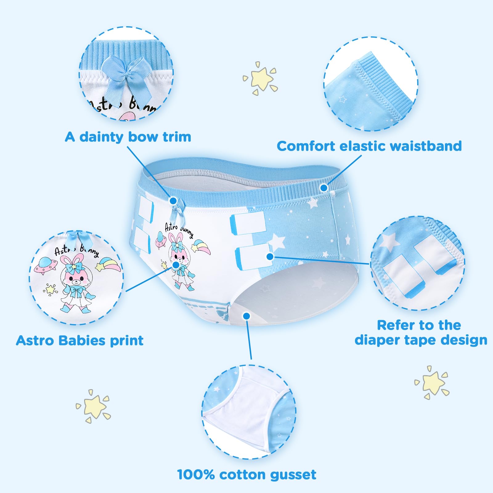 Littleforbig Women's Ladies Soft Cotton Underwear Hipster Briefs Astro Babies ‘Oopsie’ Potty Pants 3 Pack Panties Set - Image 4