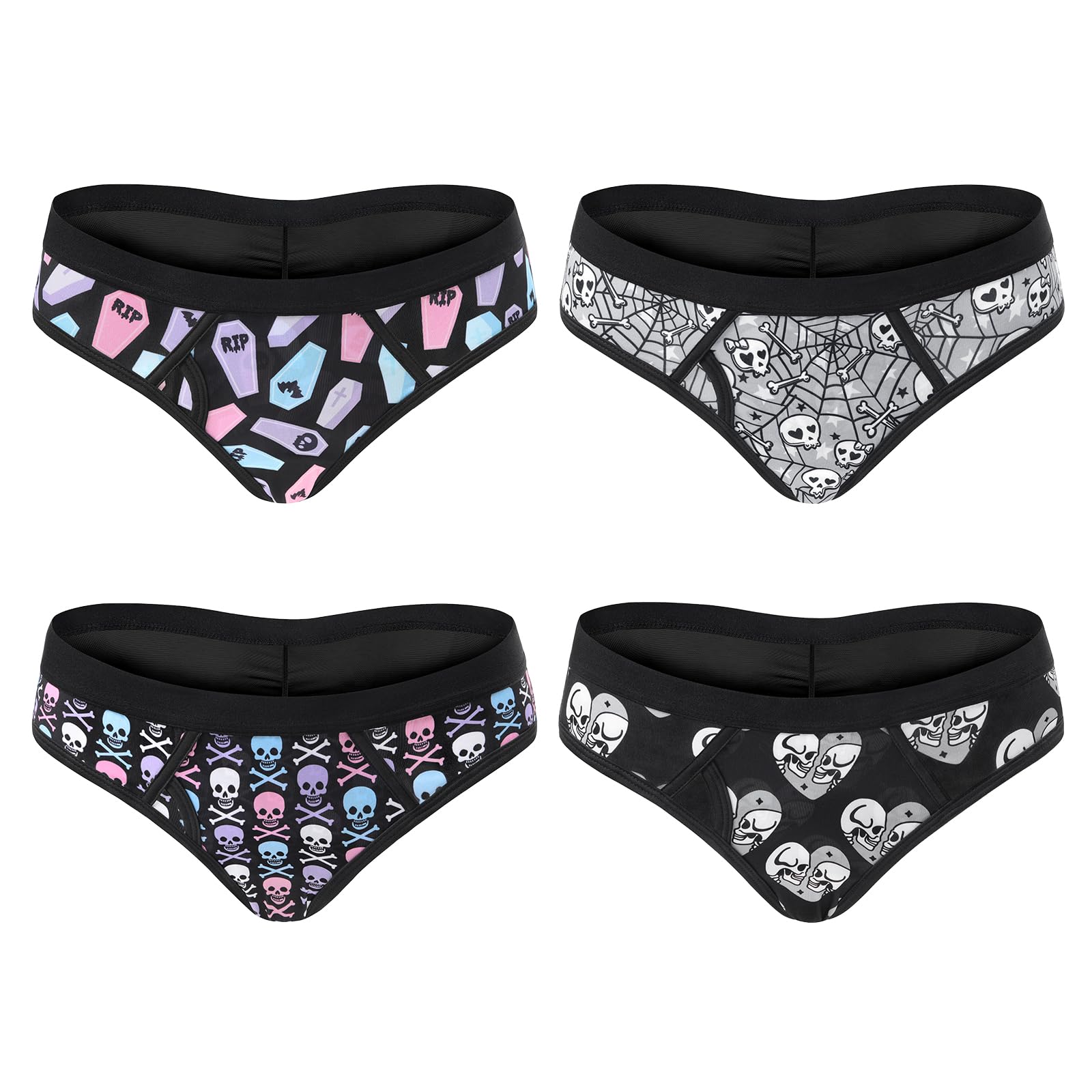 Littleforbig Women's Ladies Soft Mesh Underwear Comfortable Hipster Briefs Goth Babe 4 Pack Panties Set - Image 4