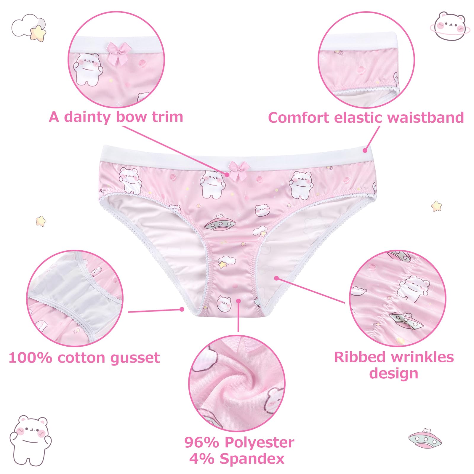 Littleforbig Women's Ladies Soft Smooth Silky Underwear Comfortable Hipster Briefs Babydoll Dreamy Galaxy 4 Pack Panties Set - Image 3