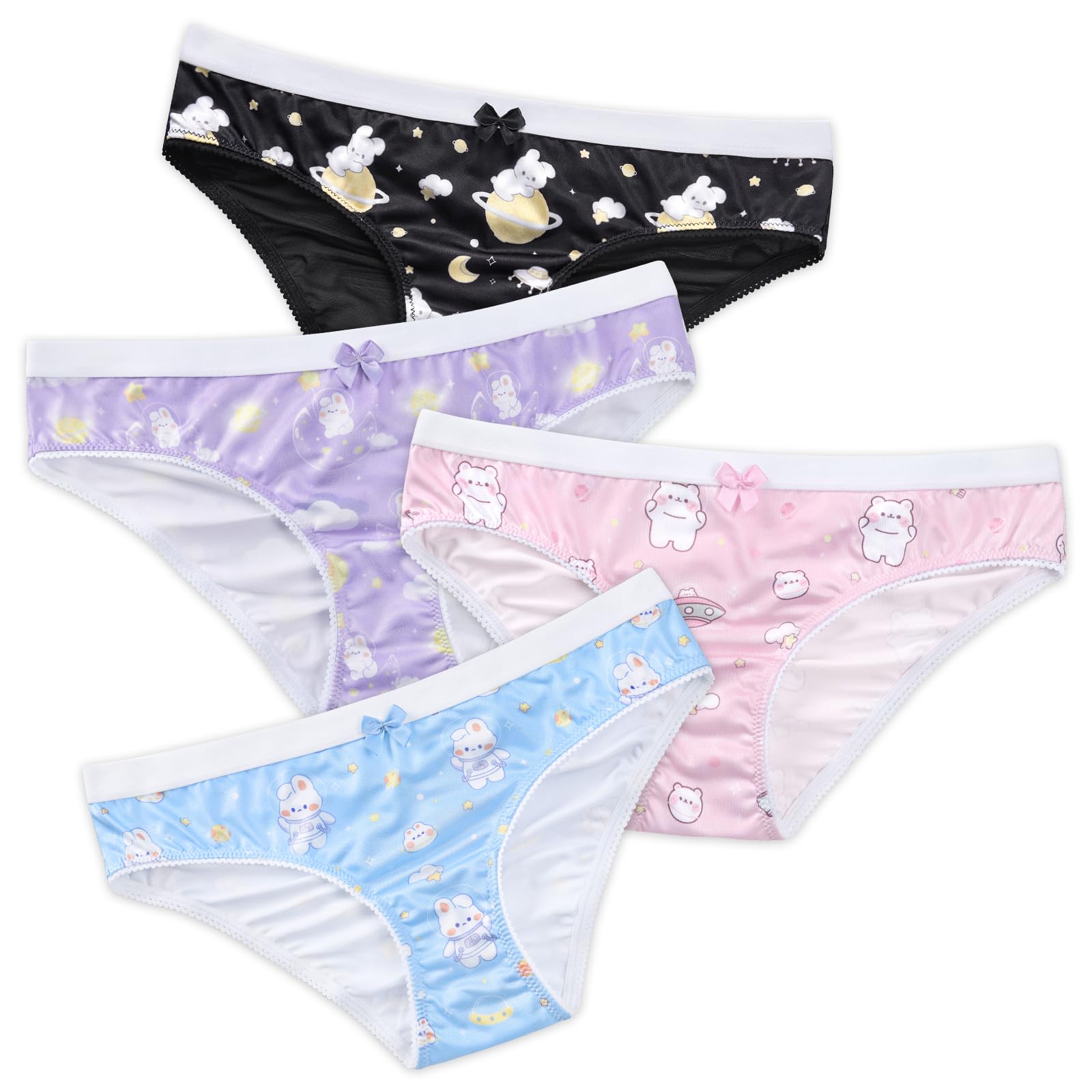 Littleforbig Women's Ladies Soft Smooth Silky Underwear Comfortable Hipster Briefs Babydoll Dreamy Galaxy 4 Pack Panties Set - Image 6