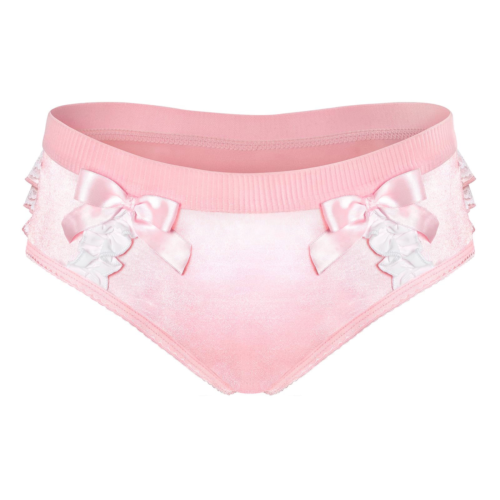 Littleforbig Women's Ladies Soft Underwear Comfortable Hipster Briefs Pretty Satin Over Ruffled Lace Bow Panties - Image 6