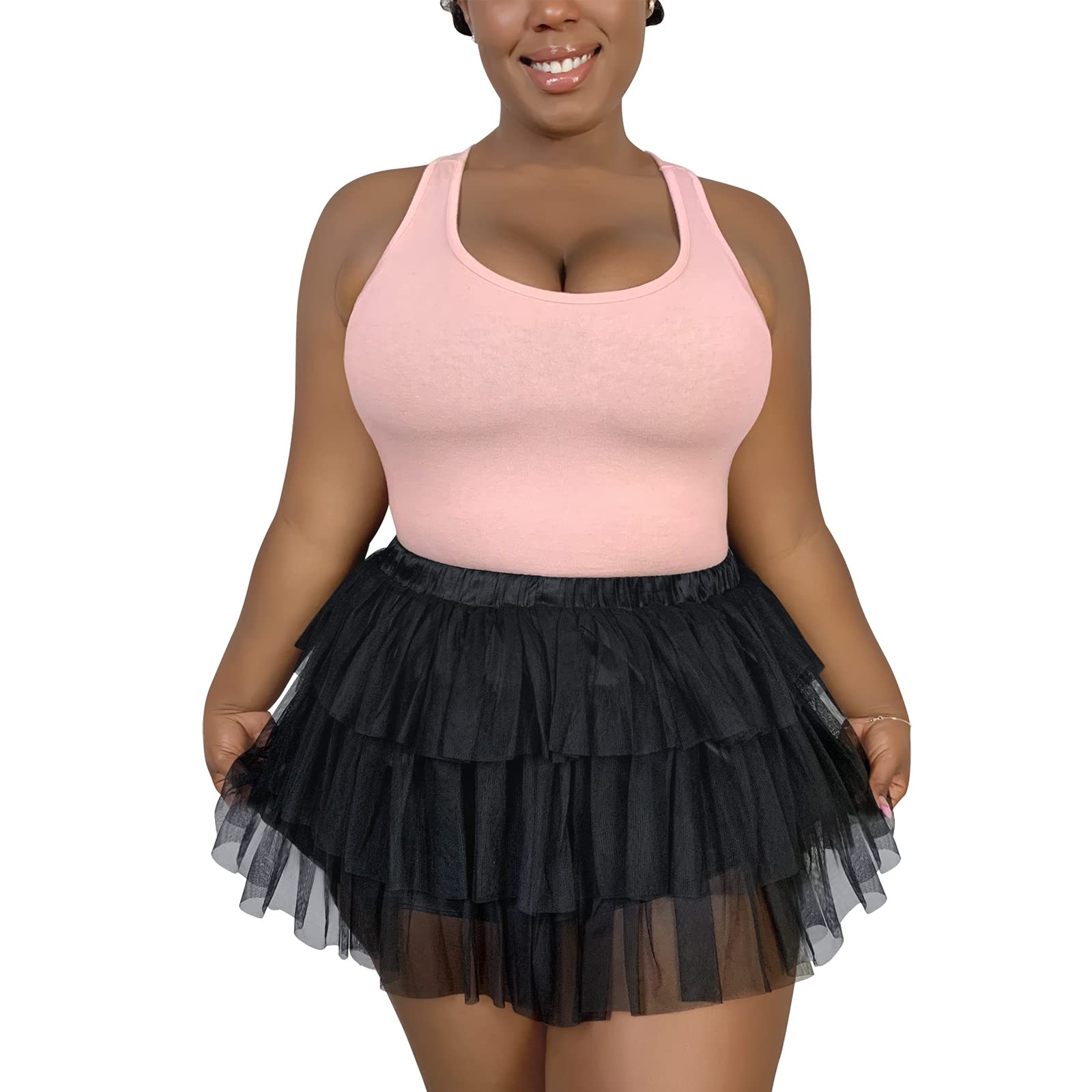 Littleforbig Women's Mesh Tulle Puffy Petticoat Tutu Ballet Bubble Short Ballerina Skirt - Image 3