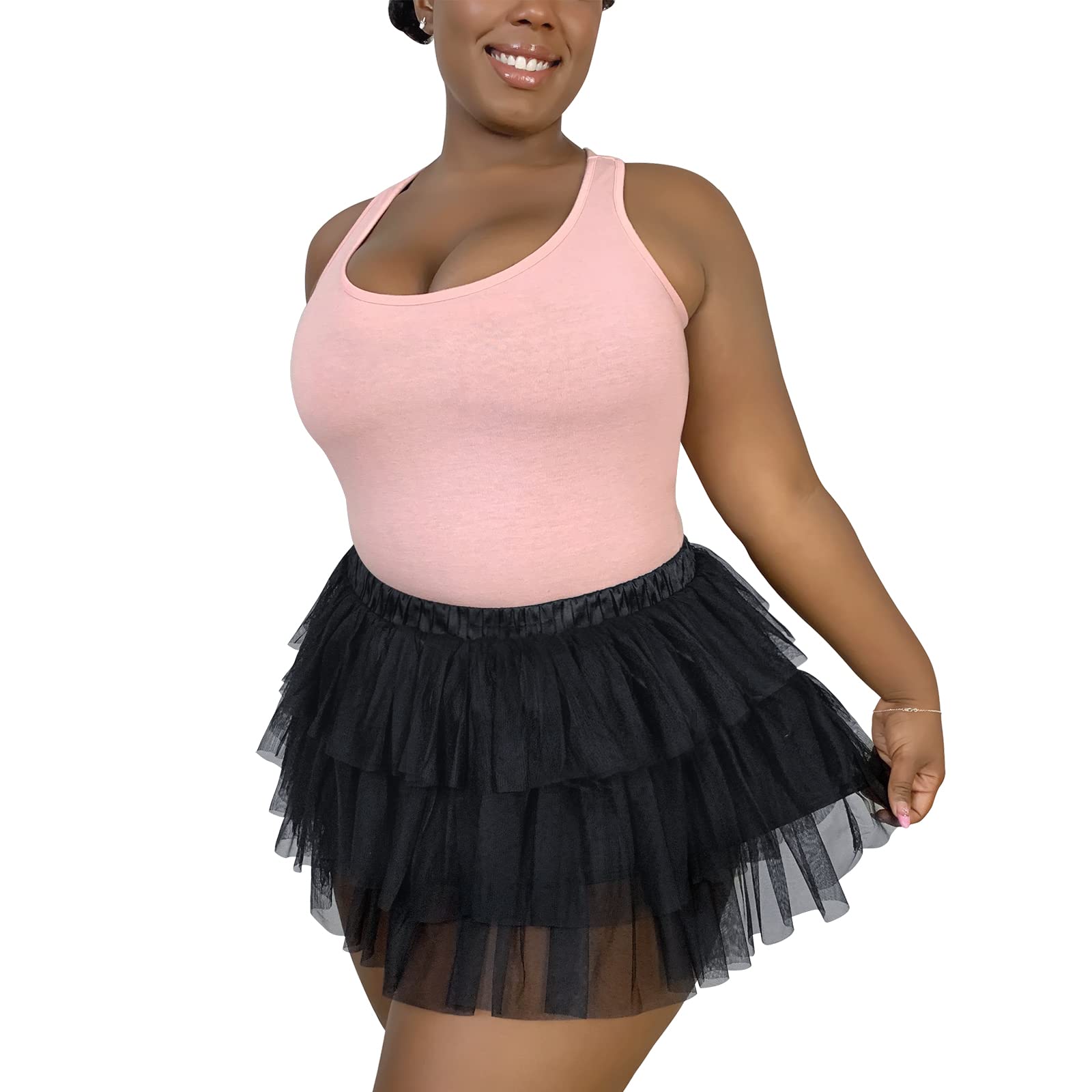 Littleforbig Women's Mesh Tulle Puffy Petticoat Tutu Ballet Bubble Short Ballerina Skirt - Image 4