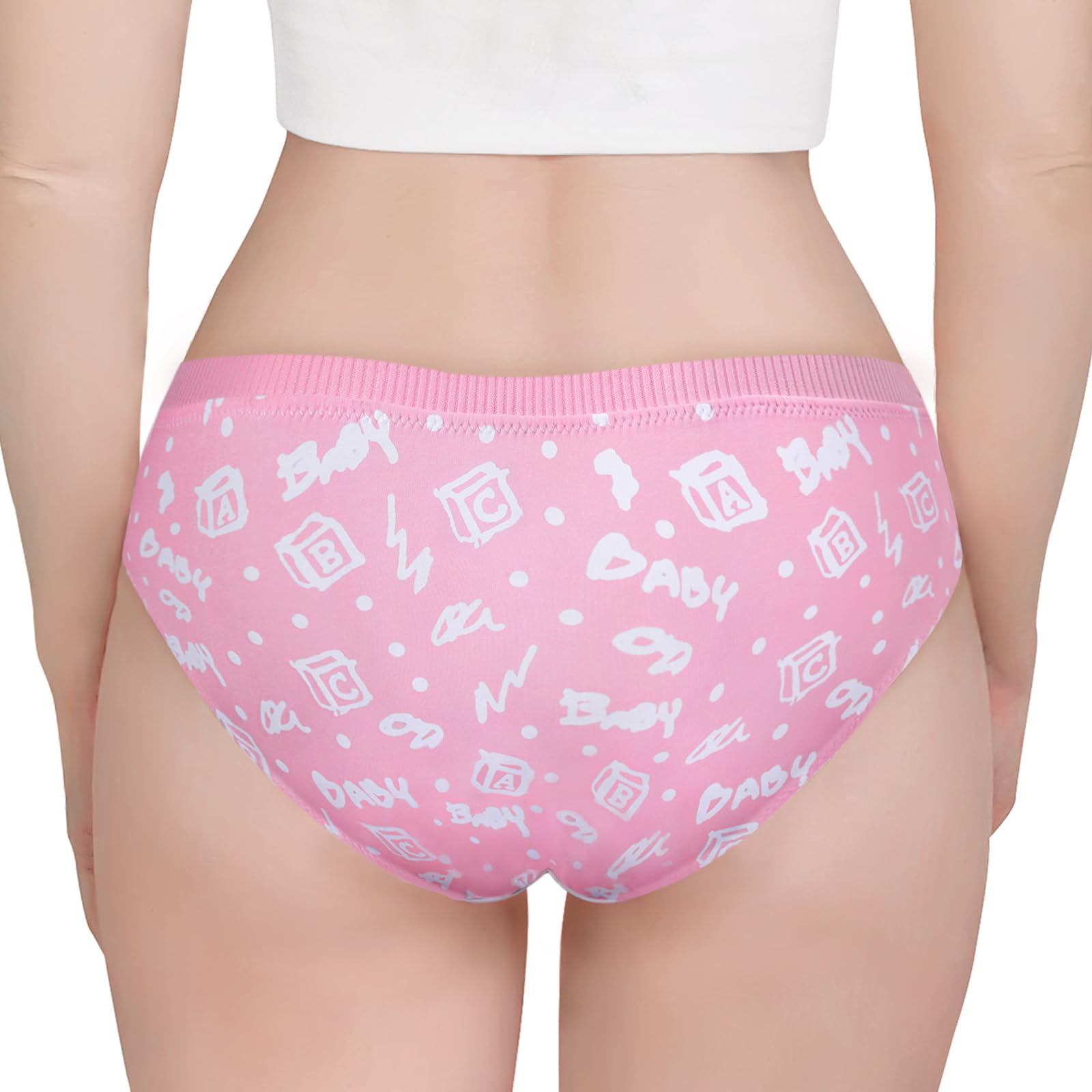 Littleforbig Women's Soft Cotton Hipster Briefs Babydoll Baby Cuties ‘Oopsie’ Potty Pants 4 Pack Panties Set - Image 3